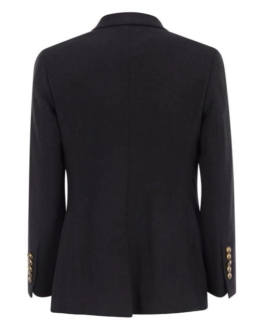 SAULINA Black Assunta Double-Breasted Button Jacket