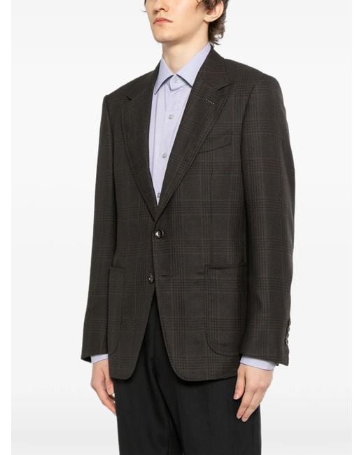 Tom Ford Black Plaid Blazer for men