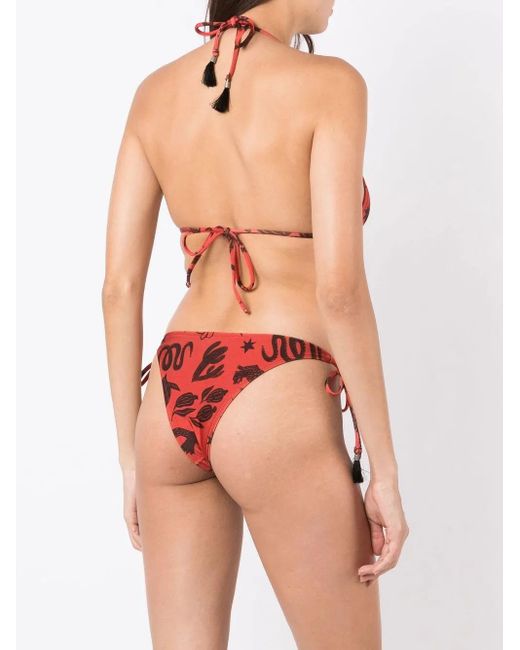 Bikini Maya À Détails De Pompons Lygia & Nanny en coloris Red