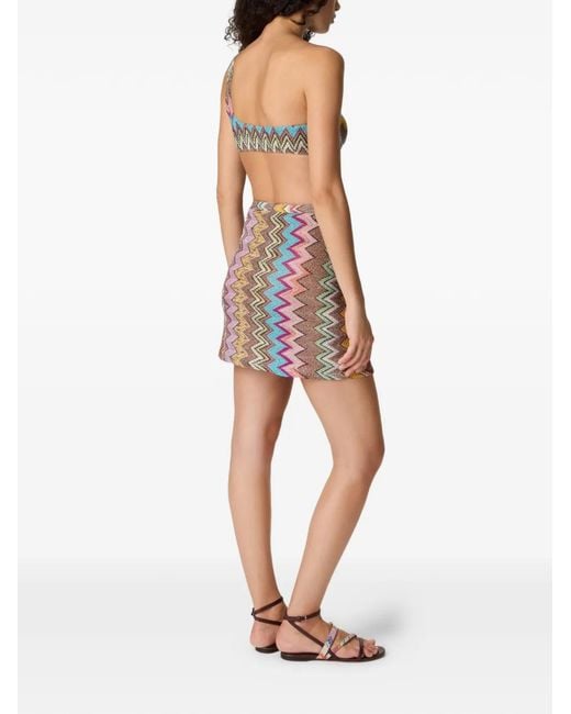 Missoni Gray Zigzag-Pattern Mini Pareo Skirt