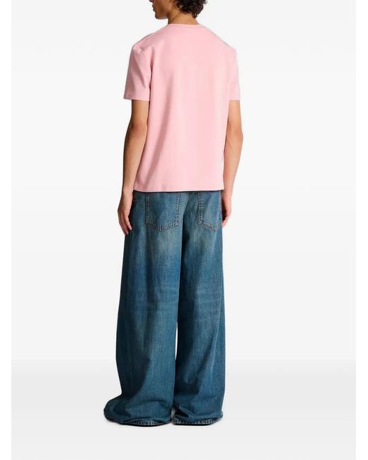 Balmain Pink T-Shirt With Embroidered Logo for men
