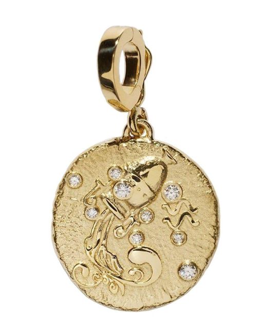 Colgante Aquarius Coin en oro amarillo de 18 ct Azlee de color Metallic
