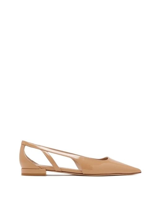 Stuart Weitzman Natural Pointed-Toe Ballet Flats