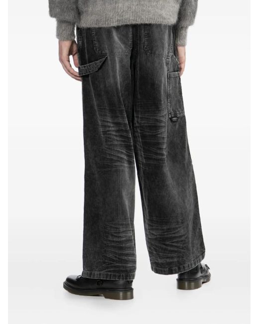 FIVE CM Black Logo-Patch Trousers for men