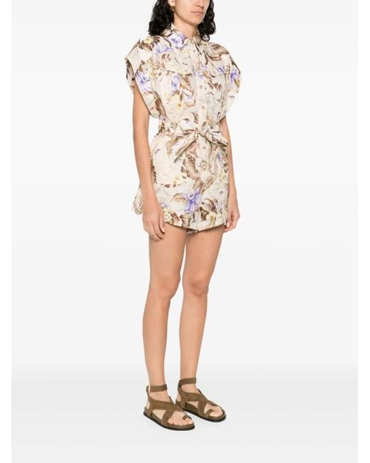 Zimmermann Natural Coco Cuffed Playsuit