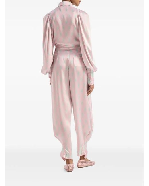 Genny Pink Patterned Pleated Trousers