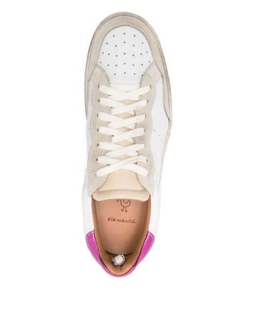 Elia Maurizi White Lexi Leather Panelled Sneakers