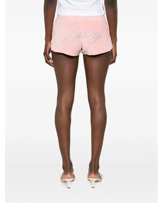 Sporty & Rich Pink X Juicy Couture Crystal-Embellished Drawstring Shorts