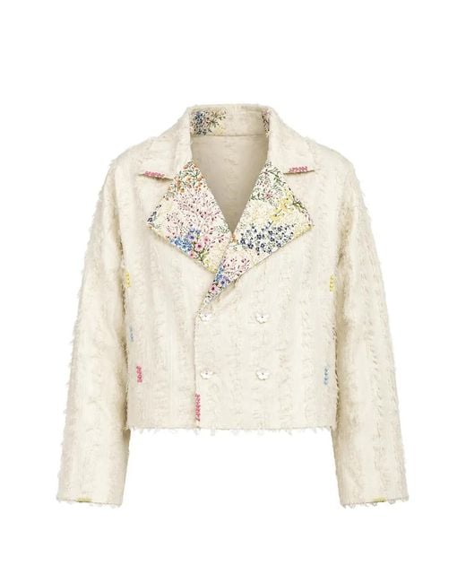 DHĀĀRI White Veste À Broderies