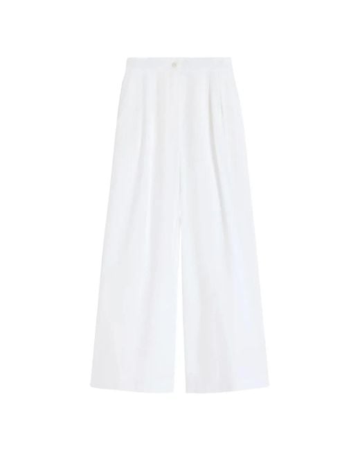 Weekend by Maxmara White Pleated Wide-Leg Trousers