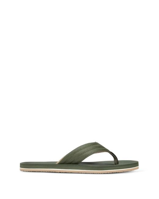 Tommy Hilfiger Green Logo-Patch Flip Flops for men