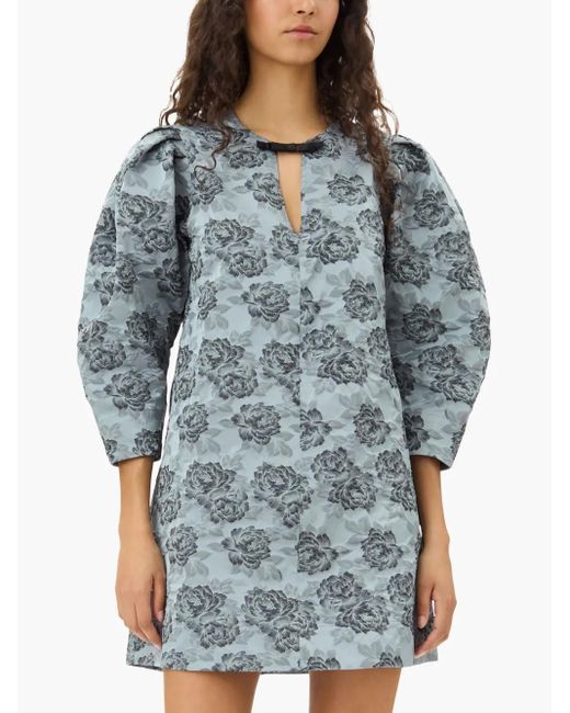 Ganni Midi-Jurk Met Jacquard in het Gray
