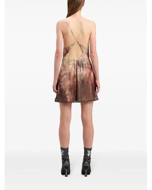 Palm Angels Brown Sunset Palms Mini Dress