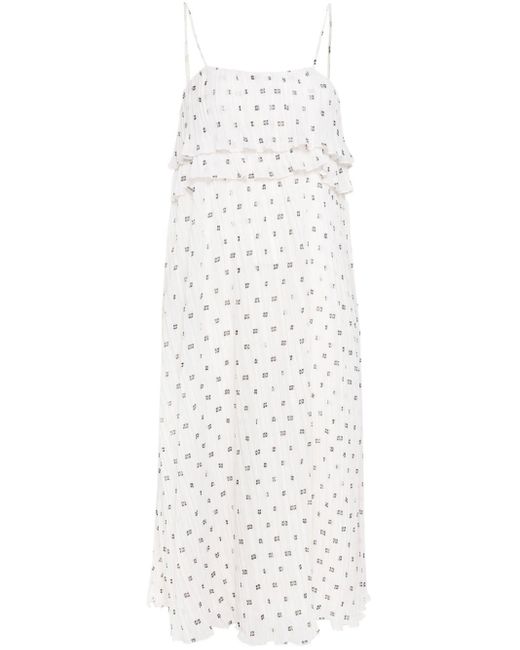 Ganni Midi-jurk Met Monogramprint in het White