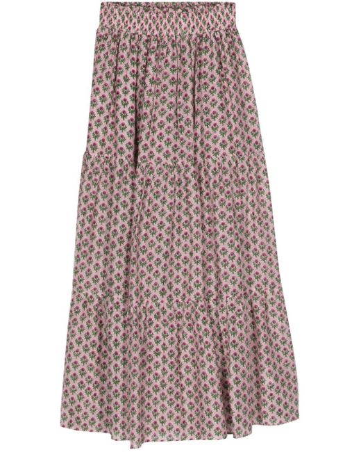 Mc2 Saint Barth Pink Cheyenne Floral-print Skirt