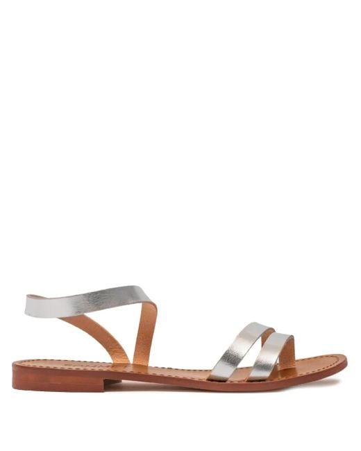 SOMMET White Metallic Flat Sandals
