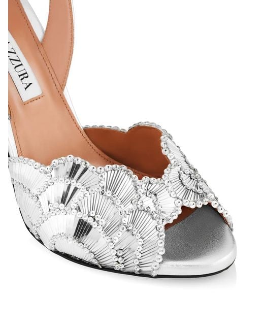 Aquazzura White Ce Soir Crystal-Embellished Heeled Sandals