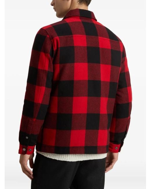 Woolrich Red Check-Pattern Wool-Blend Shirt Jacket for men