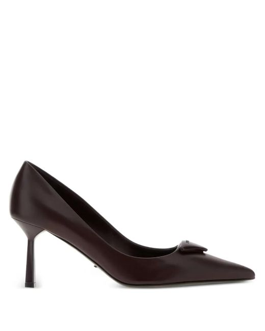 Escarpins En Cuir À Bout Pointu 80 Mm Prada en coloris Brown
