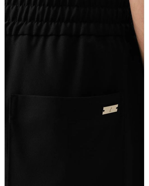 AMI Black New Wool Elasticated Waist Trousers for men