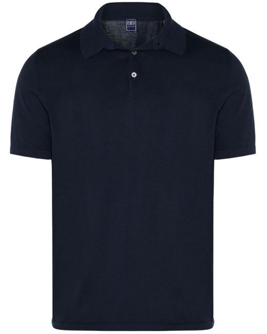 Fedeli Blue Sucesso Cotton Polo Shirt for men