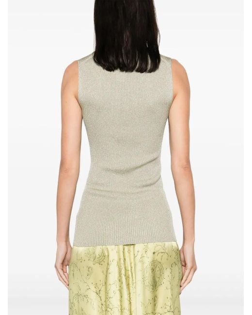 Fabiana Filippi Gray Ribbed-Knit Tank Top