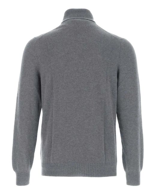 Fedeli Gray Turtleneck Cashmere Sweater for men