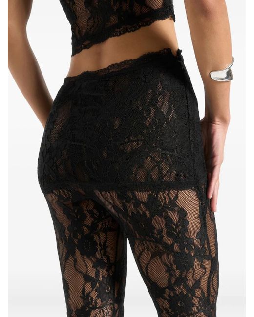 Manière De Voir Black Aimée Lace Asymmetric Capri Leggings