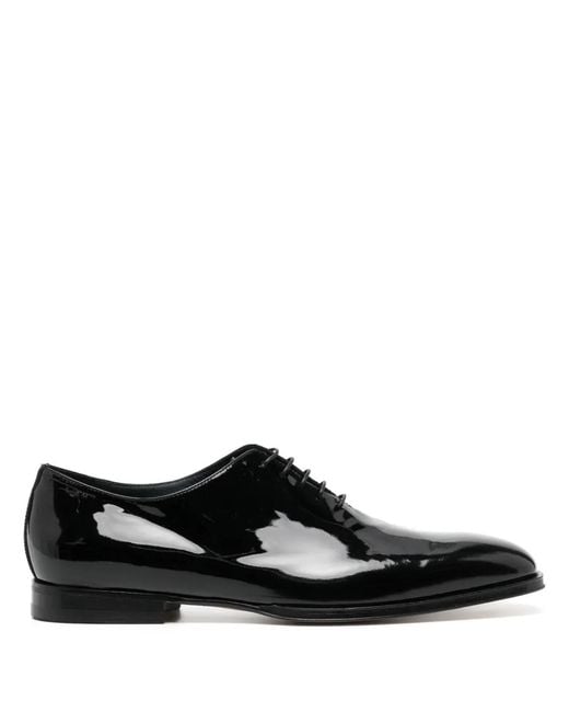Moreschi Black Logo-Debossed Patent Leather Oxfords for men