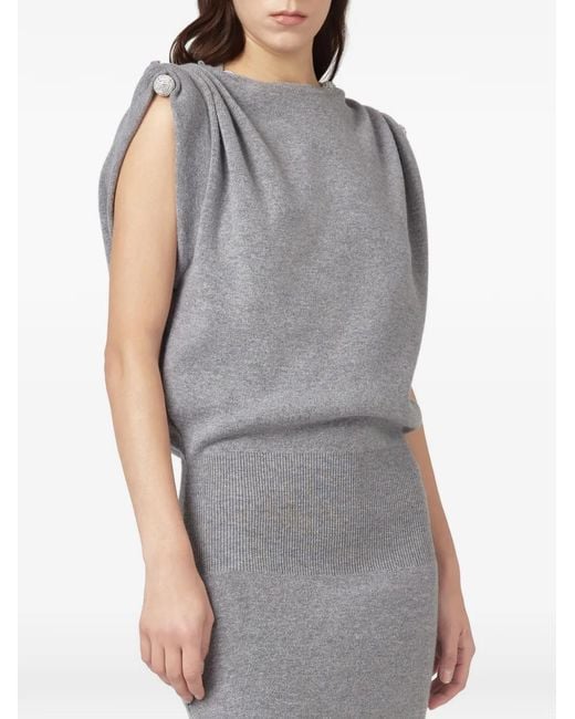GIUSEPPE DI MORABITO Gray Embellished Knitted Midi Dress
