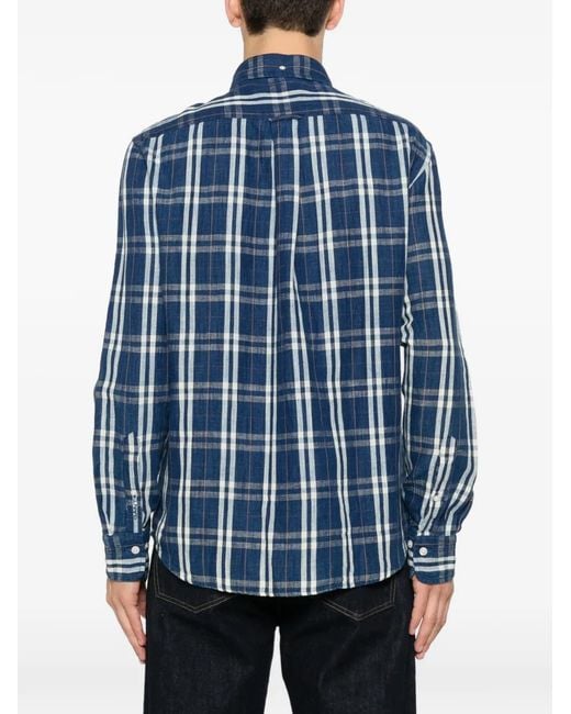 Gant Blue Chemise Boutonnée À Carreaux Vichy for men