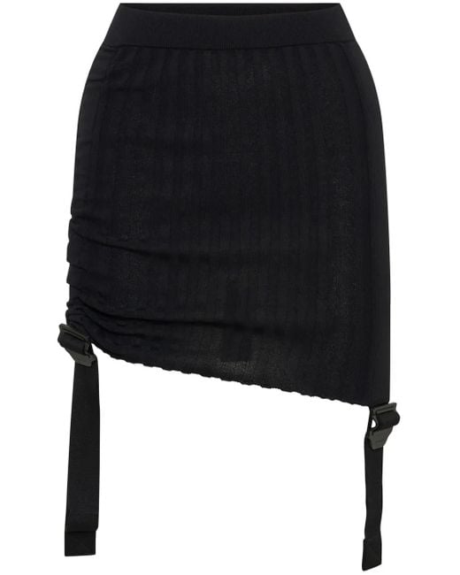 Dion Lee Black Gathered Ribbed-Knit Miniskirt