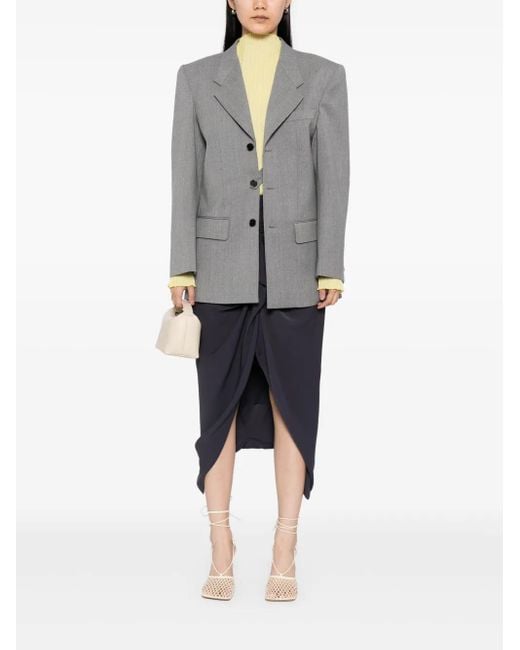 ALAINPAUL Gray Single-Breasted Blazer