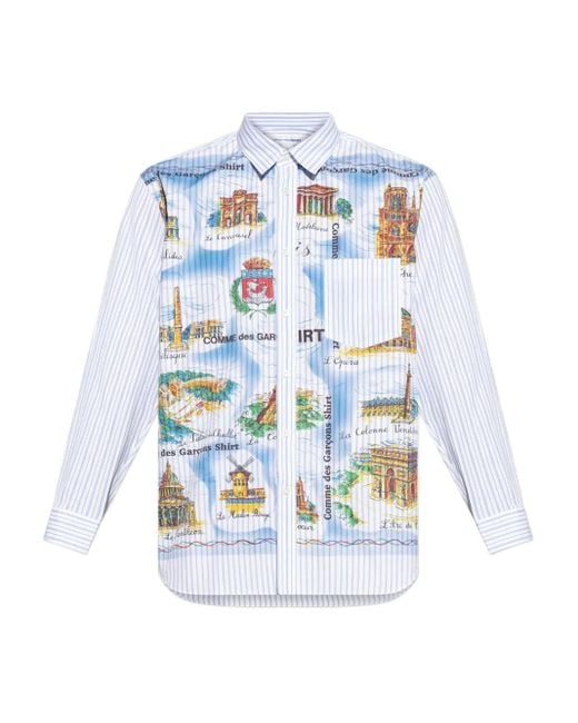 メンズ Comme des Garçons ストライプ シャツ Blue