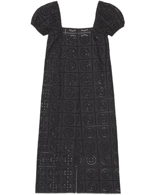 Ganni Black Broderie Anglaise Midi Dress