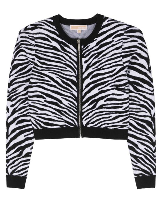 Michael Kors Black Zebra-Print Cropped Cardigan