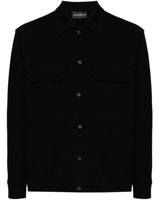 Emporio Armani Black Chest-pocket Shirt Jacket for men