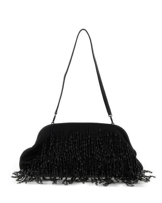 Alberta Ferretti Black Beaded-Fringe Clutch