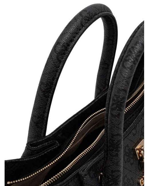 Guess Black Monogram-Pattern Tote Bag