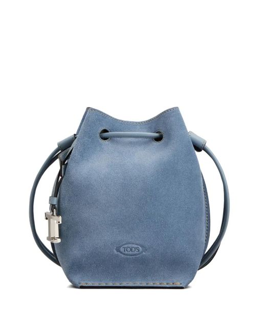 Tod's Blue Suede Bucket Bag