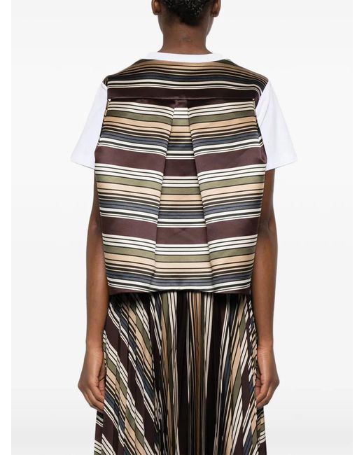 Sacai White Striped T-Shirt