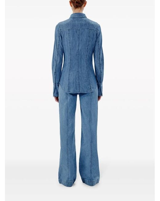 Another Tomorrow Blue Chambray Slim-Cut Shirt