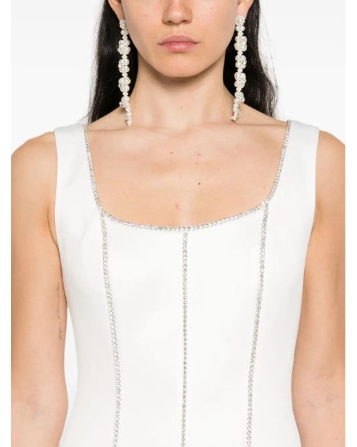 Robe Mi-Longue À Ornements En Cristal Nissa en coloris White