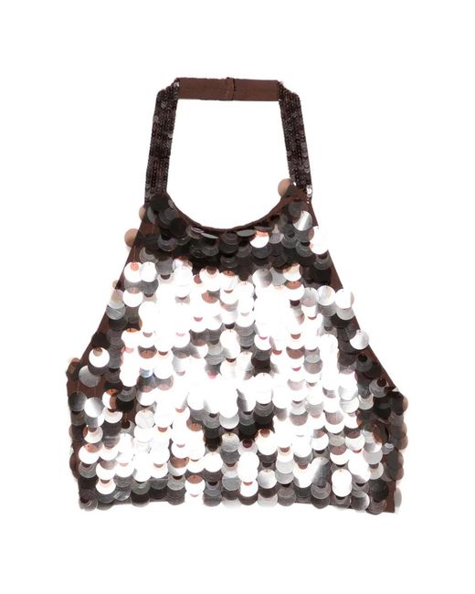 P.A.R.O.S.H. White Sequin-Embellished Top