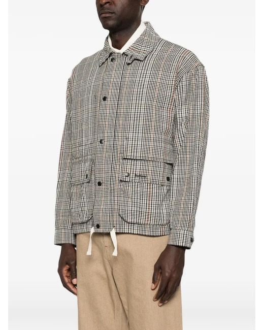 Barbour Gray Westoe Check-Pattern Drawstring-Hem Coat for men