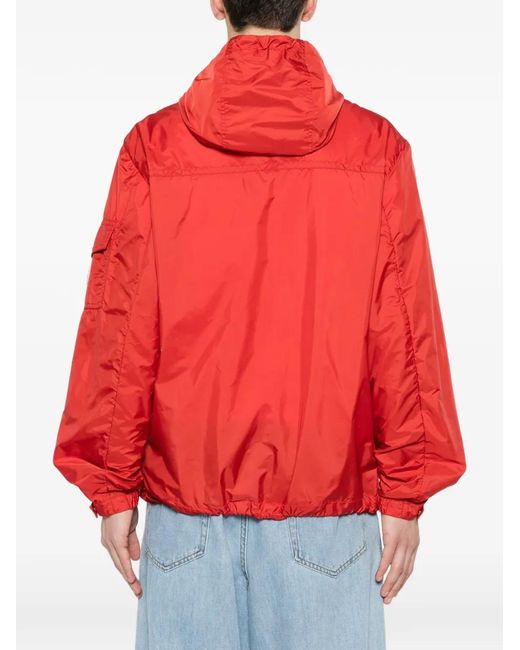 Chaqueta Con Capucha Y Parche Del Logo Moncler de hombre de color Red