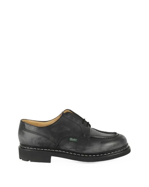 Paraboot Black Chambord Tex Leather Derby Shoes for men