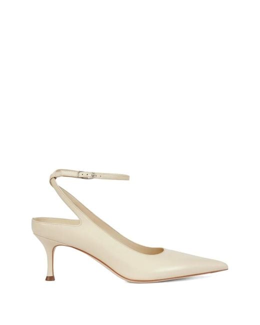 POTAMY White Ankle-Strap Pointed Pumps