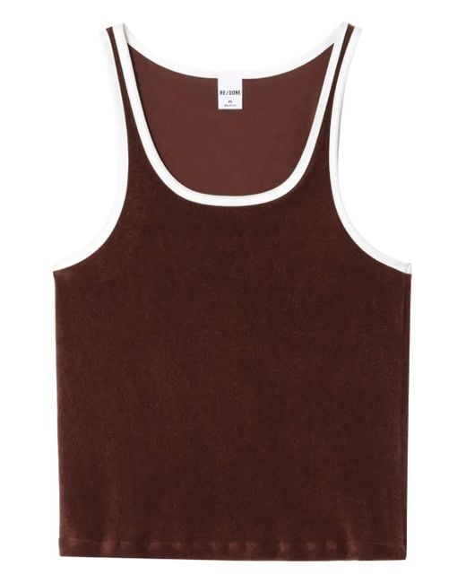 Re/done Brown Scoop Neck Terry Tank
