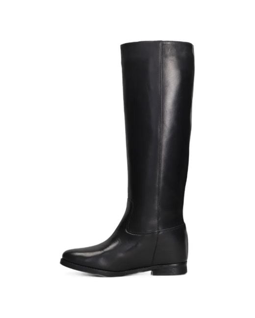 Julie Dee Black V-Logo Knee-High Boots